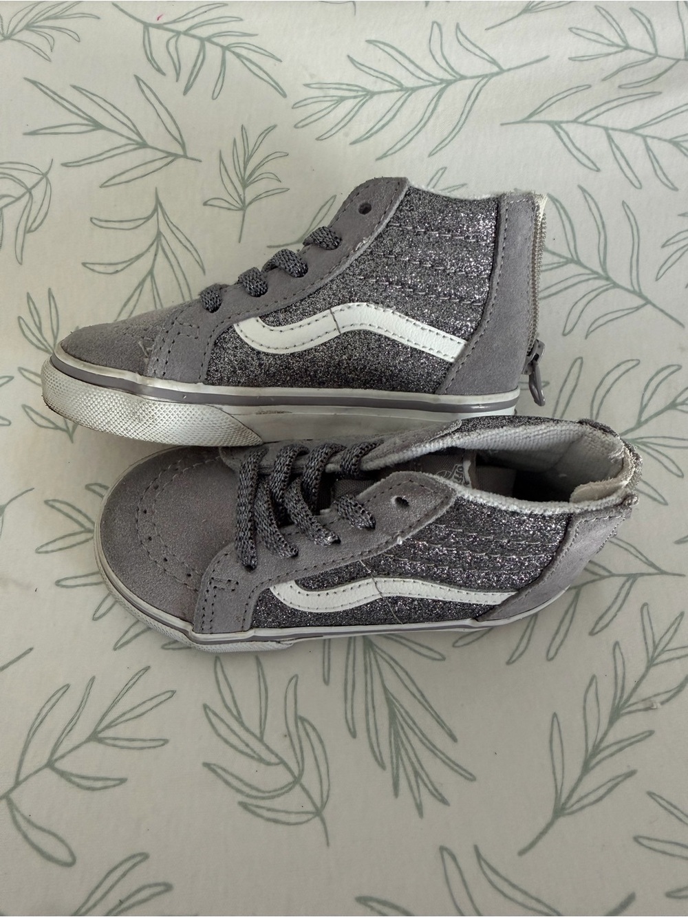 Vans Kids Gray High-Top Sneakers with White Stripe